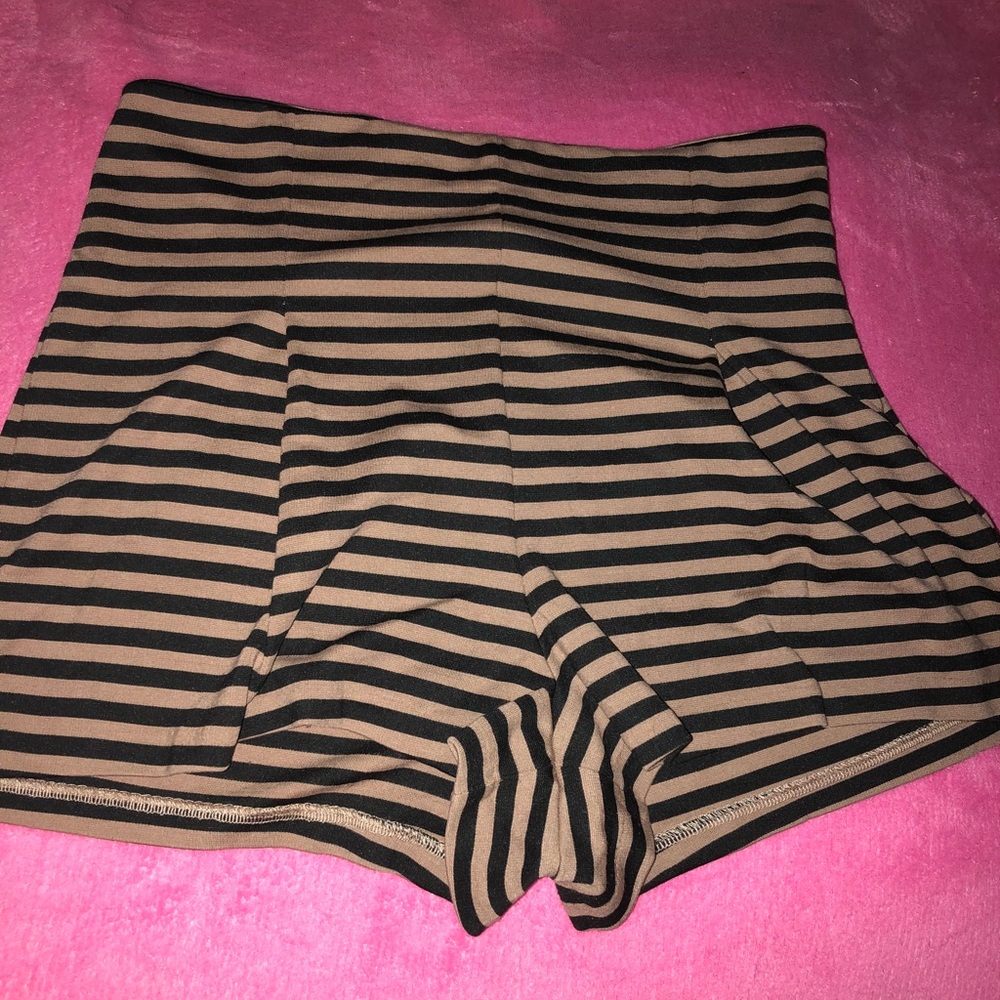 Free People Brown & Black Stripe Shorts